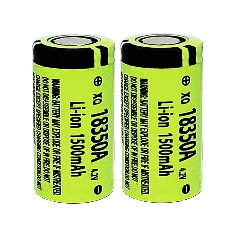 باتری شارژی لیتیوم یون مدل 18350A ظرفیت 1500 میلی آمپر ساعت بسته 2 عددی 