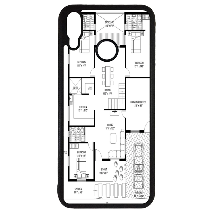 کاور طرح نقشه ساختمان مناسب برای گوشی موبایل هوآوی y9 2019