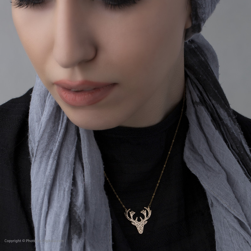 گردنبند طلا 18 عیار زنانه زرمان مدل ZMM0844 طرح گوزن اوریگامی