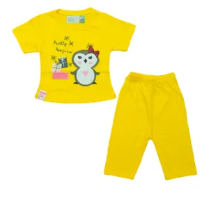 ست تی شرت و شلوارک دخترانه مدل پنگوئن