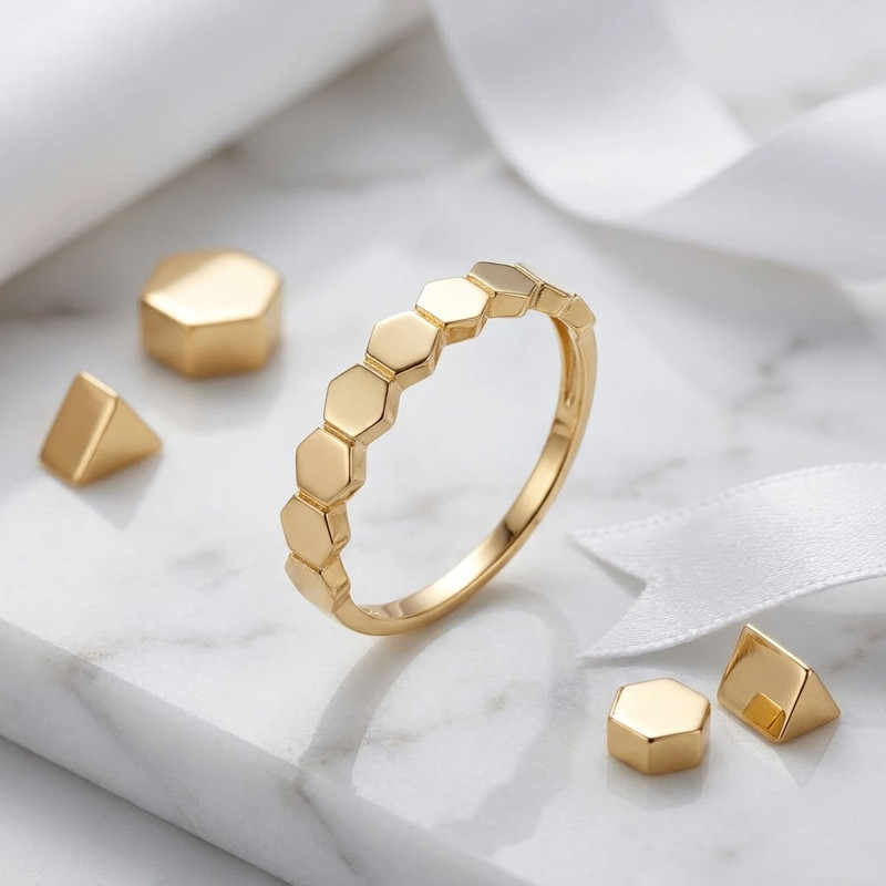 انگشتر طلا 18 عیار زنانه رضا گلد مدل شش‌ ضلعی Hexagon - 3