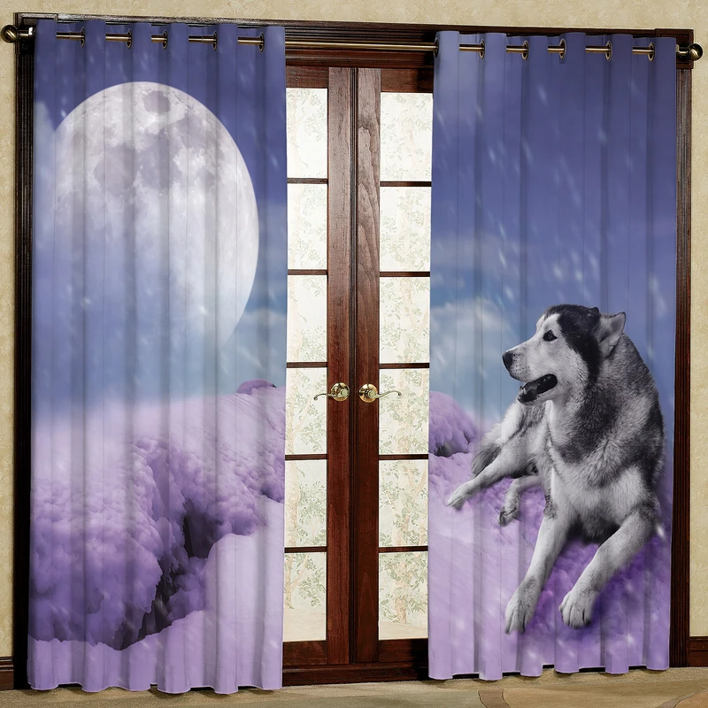  پرده مدل ماه و سگ مخمل پانچی کد 1360 سایز 140x280 سانتی متر