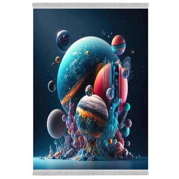 فرش پارچه‌ای دفه مدل فرشینه شانل مخمل طرح فانتزی کد 7272