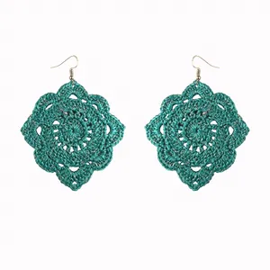 گوشواره دست دوز زنانه مدل قلاب بافی کد Gosh - 009