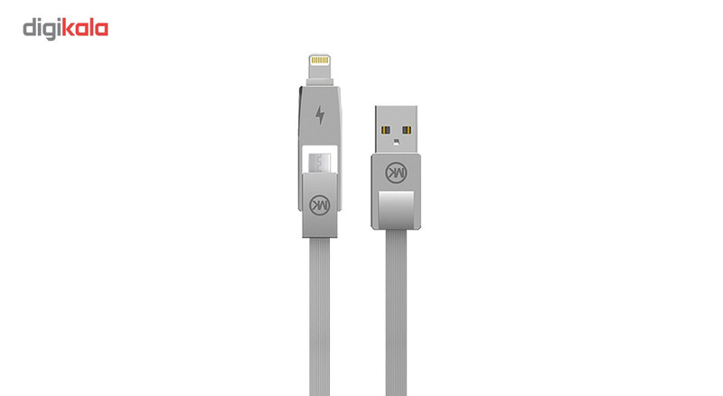 کابل تبدیل USB به لایتنینگ و MicroUSB دبلیو کی مدل YIRI WDC-014 به طول 1 متر