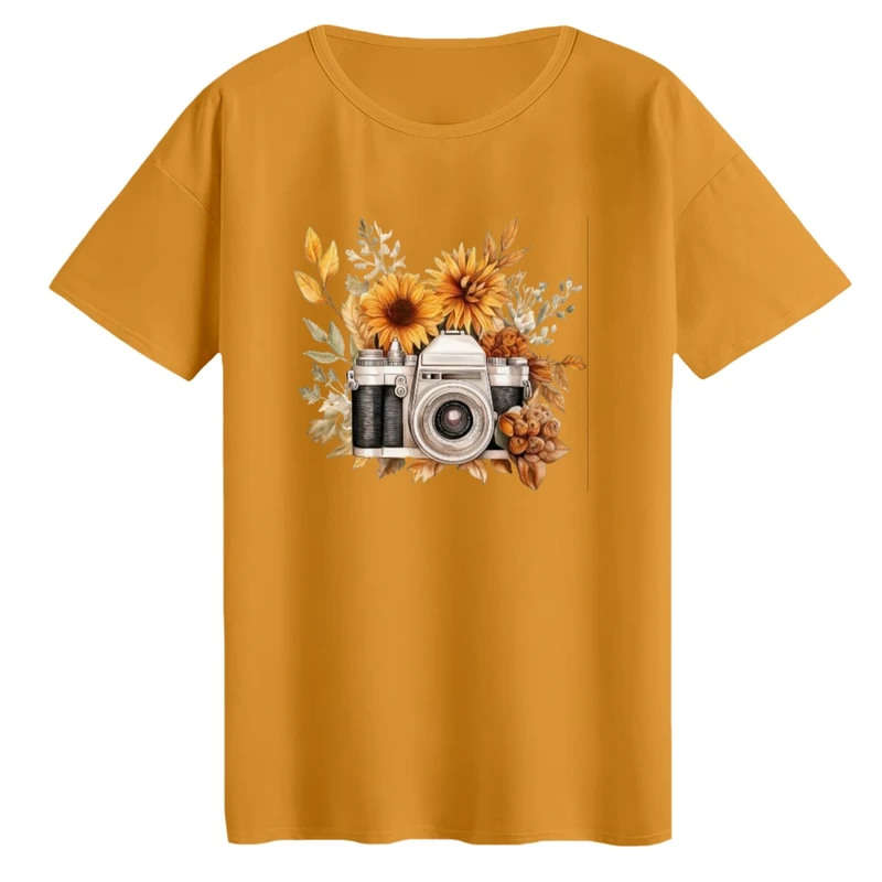 تی‌شرت لانگ آستین کوتاه زنانه مدل دوربین عکاسی