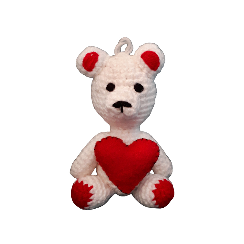 عروسک بافتنی طرح خرس قلبی کد 206