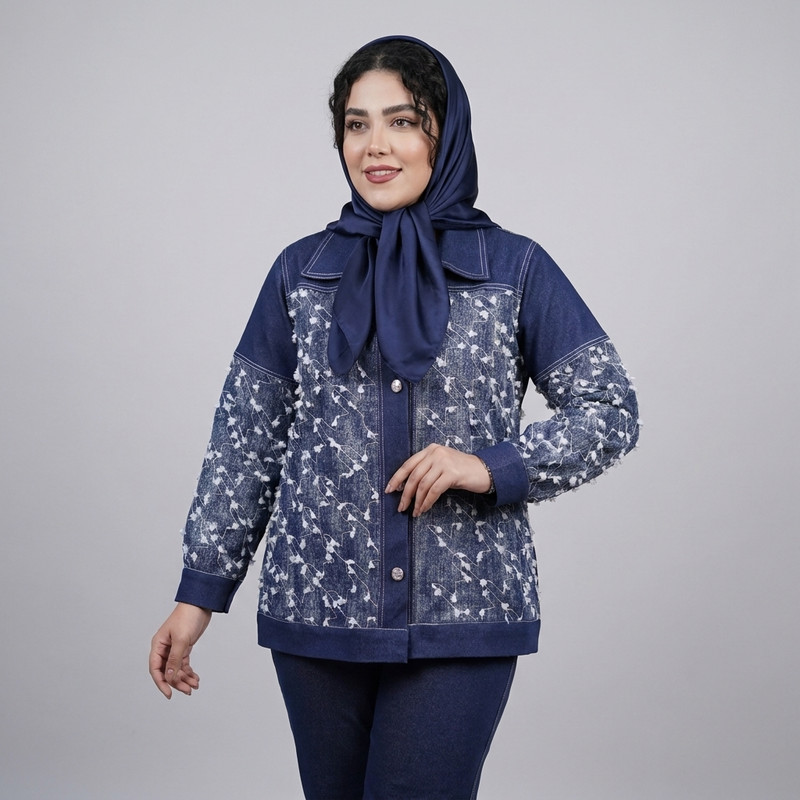 کت تک کوتاه زنانه جین مدل اپلیکه