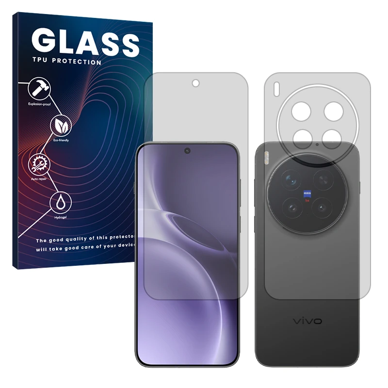 محافظ صفحه نمایش شفاف گلس مدل هیدروژلی مناسب برای گوشی موبایل ویوو X300 Pro به همراه محافظ پشت گوشی