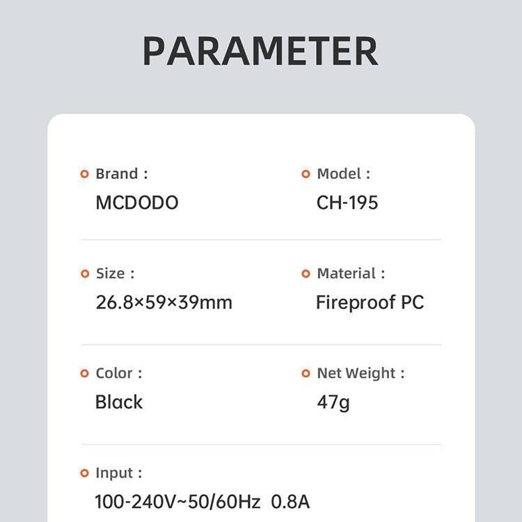 شارژر دیواری 20 وات مک دودو مدل CH-1952 به همراه کابل لایتنینگ