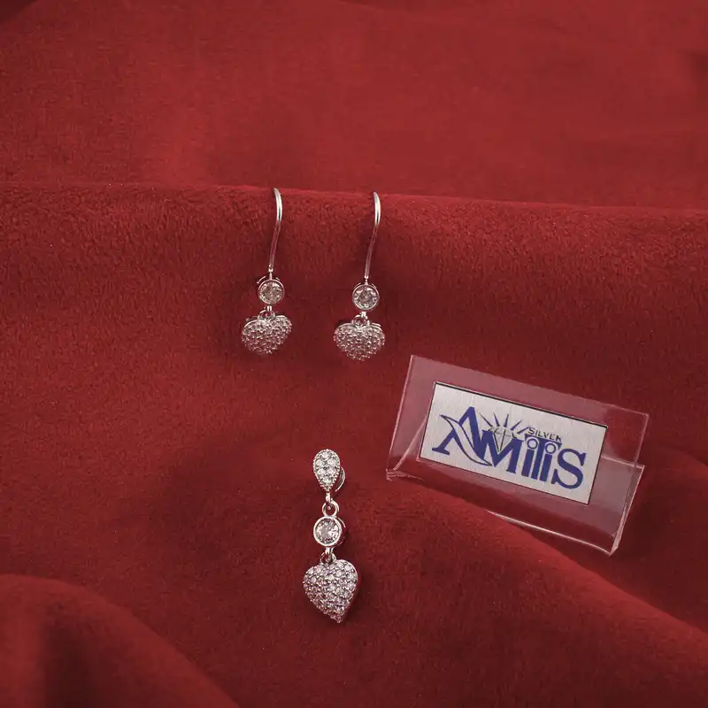 نیم ست نقره زنانه مدل قلب AVN-N2216