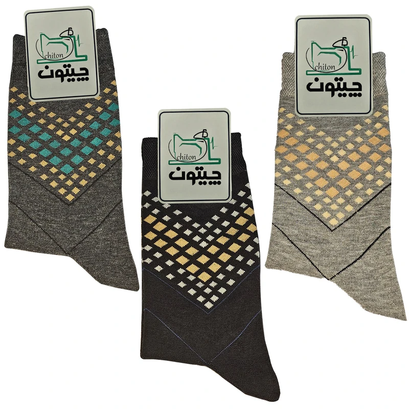 جوراب ساق بلند مردانه چیتون مدل CHT-03 بسته 3 عددی