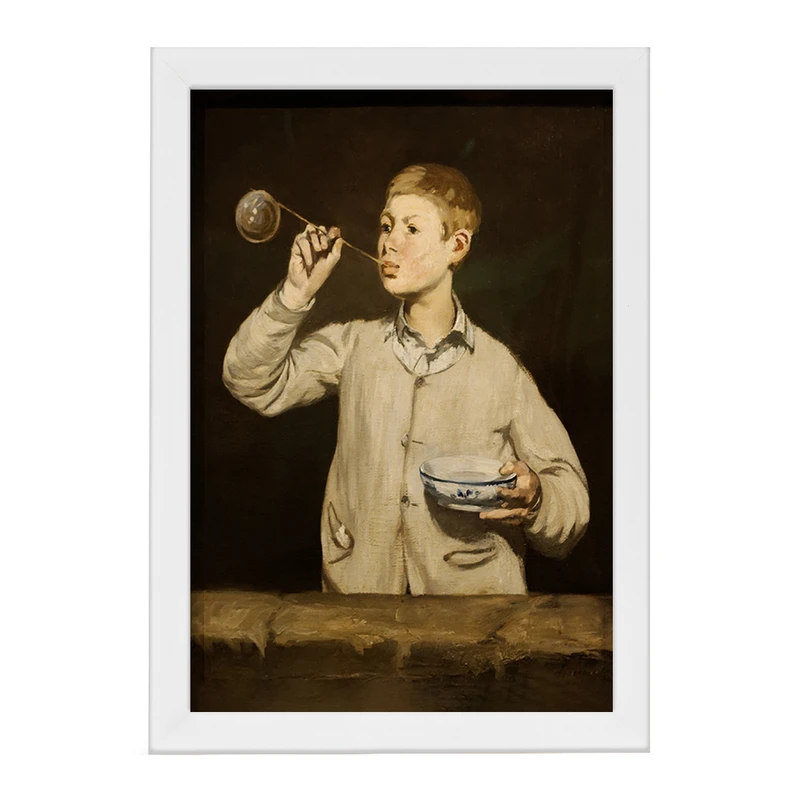 تابلو خندالو مدل نقاشی پسرک حباب می‌سازد اثر ادوار مانه کد F12418