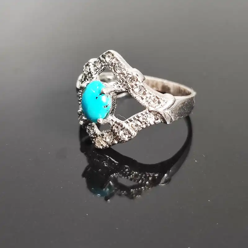 انگشتر نقره زنانه مدل فیروزه نیشابور FW3092