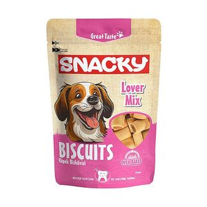 تشویقی سگ بیسکویتی اسنکی مدل Snacky Lover Mix با طعم مرغ وزن 200 گرم