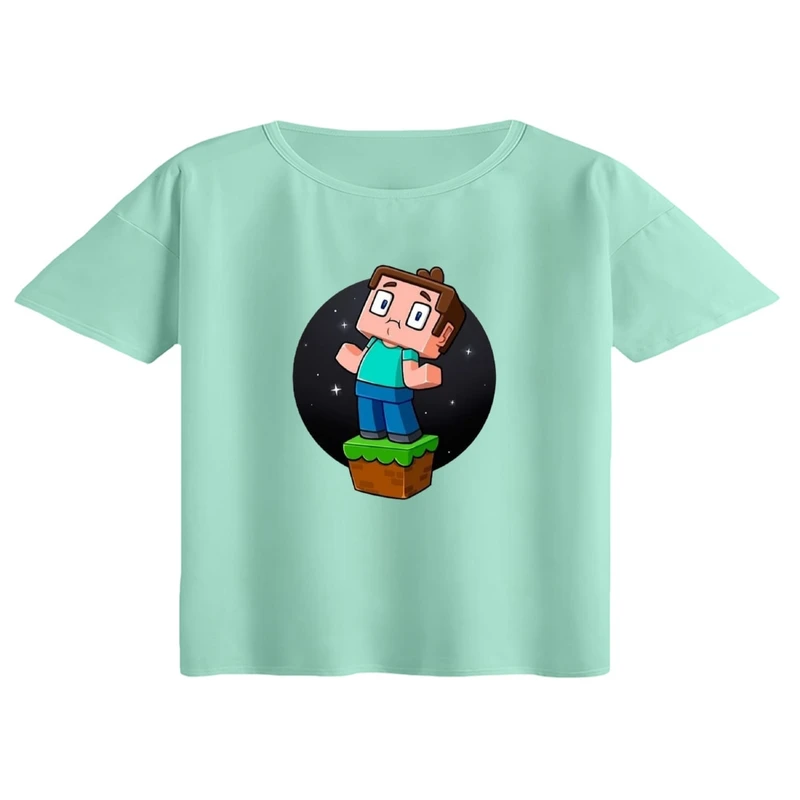 کراپ تی‌شرت آستین کوتاه زنانه مدل ماینکرفت کد 2