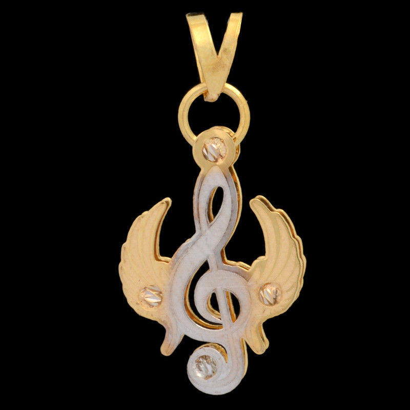 آویز گردنبند طلا 18 عیار زنانه طلای مستجابی طرح نت و بال کد 233