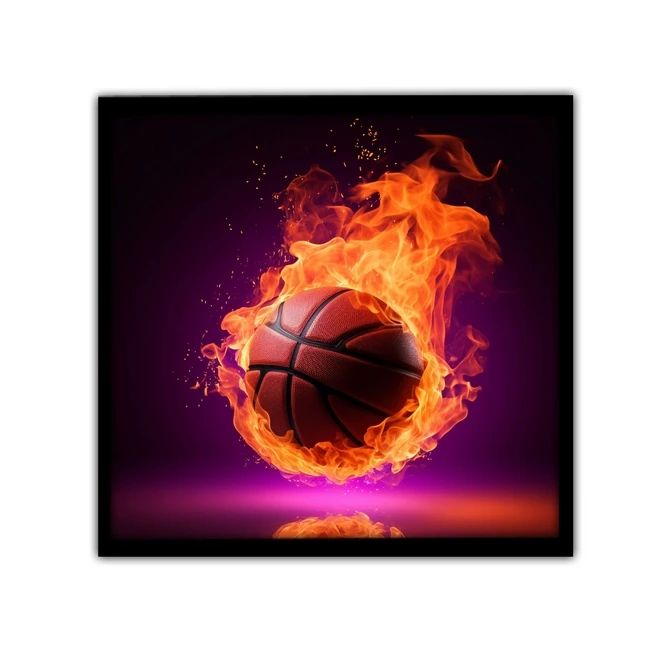 تابلو نوری بکلیت طرح توپ بسکتبال و آتش مدل B-MID-16451