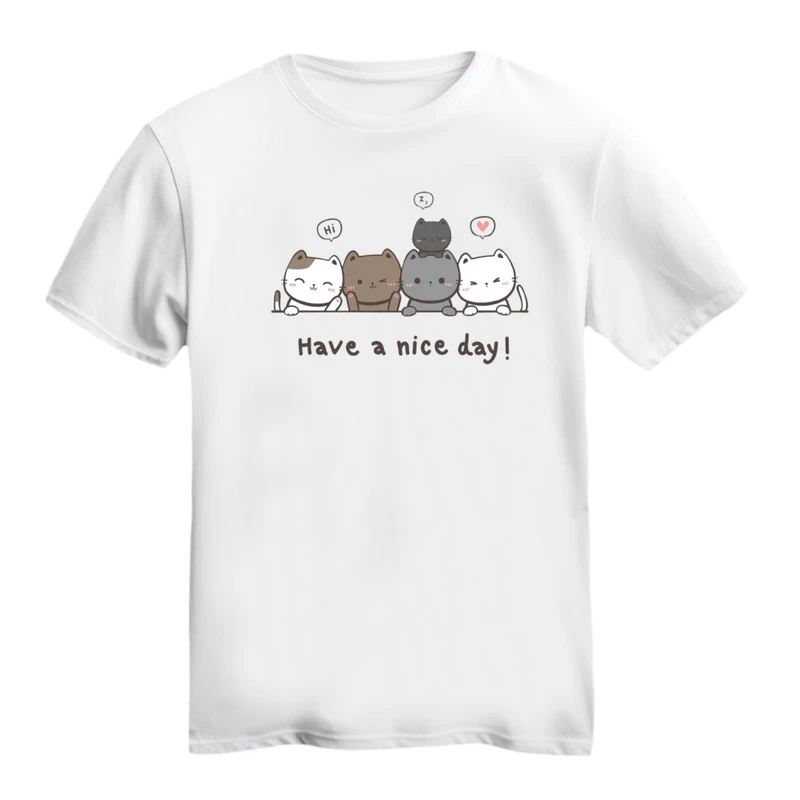 تی شرت آستین کوتاه زنانه مدل گربه های بامزه