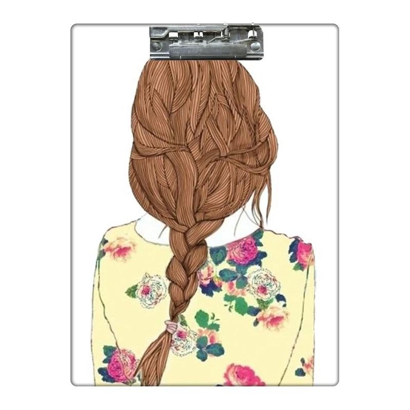 تخته شاسی طرح دختر مو بافته با لباس گل گلی کد 0882581 سایز A4