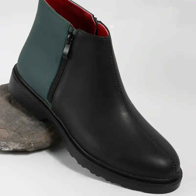 نیم بوت زنانه مدل چرم طبیعی کد 00165t.k رنگ مشکی