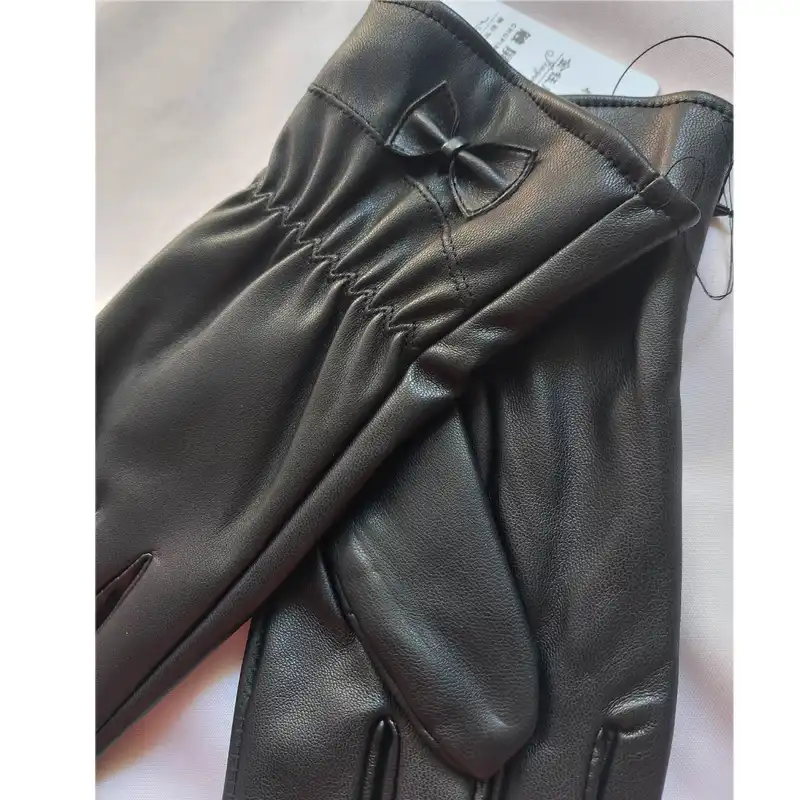 دستکش زنانه مدل چرم داخل خز کد 2