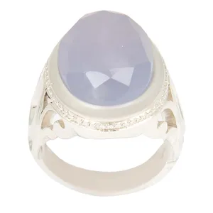 انگشتر نقره مردانه بازرگانی میلادی مدل سنگ عقیق سوسنی کد AM_2366