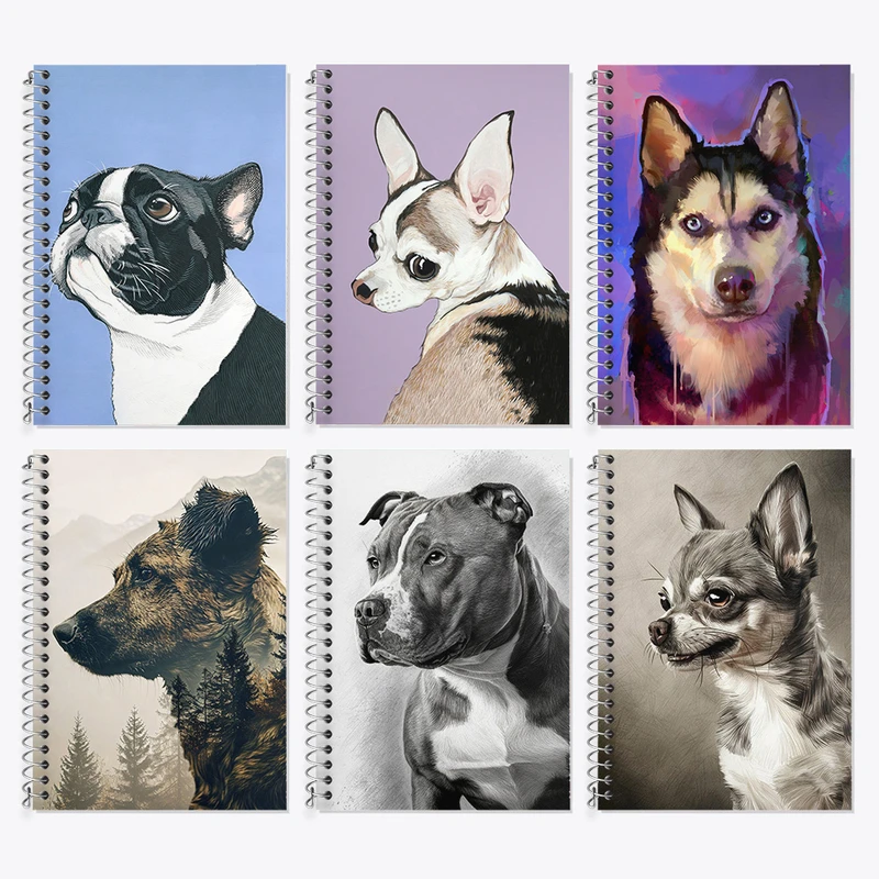 دفتر زبان 50 برگ خندالو مدل دو خط طرح سگ (Dog) کد 881 مجموعه 6 عددی