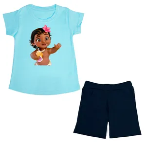 ست تی شرت و شلوارک دخترانه مدل moana BL