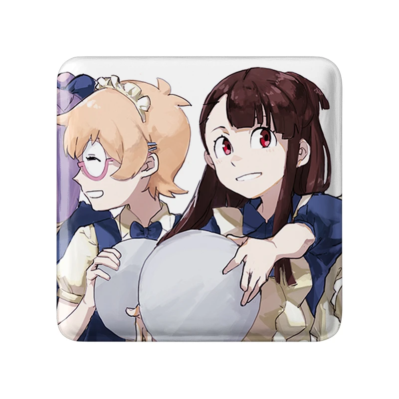 مگنت خندالو طرح اکو و جانسون انیمه جادوگران کوچک Little Witch Academia  مدل مربعی کد 22866