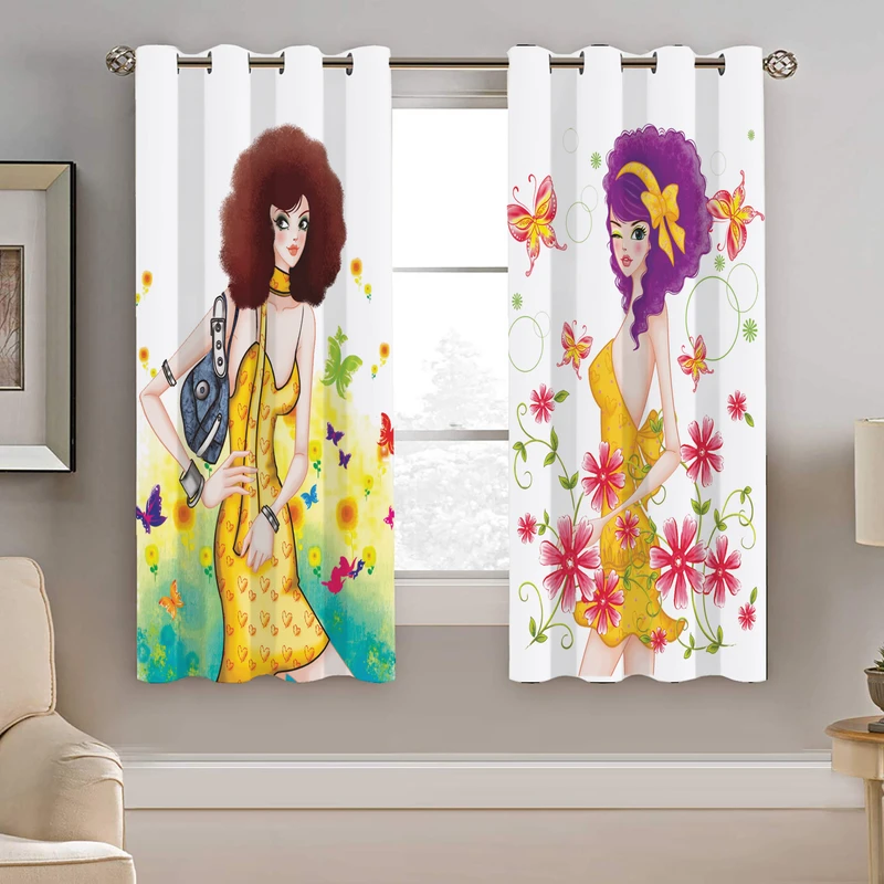 پرده نیروانا طرح دخترونه  مدل مخمل کد 4069 سایز 140×200 سانتی متر