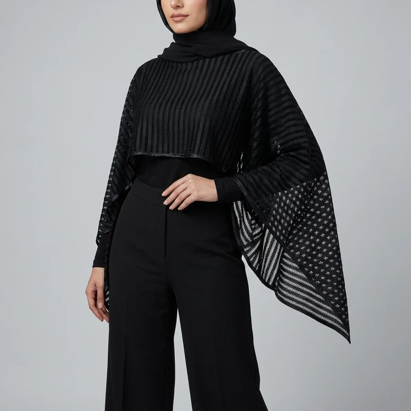 پانچو زنانه مدل توری زنبوری