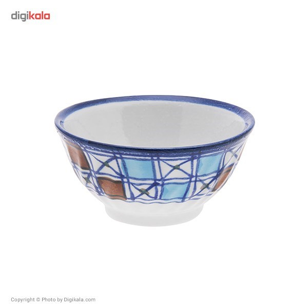 کاسه چینی کارگاه میبد مروارید مدل آبگوشت خوری طرح شطرنجی مجموعه  6 عددی