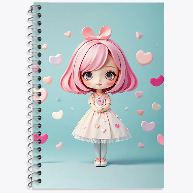 دفتر زبان 50 برگ خندالو مدل دو خط طرح دخترانه (Girlish) کد 36874