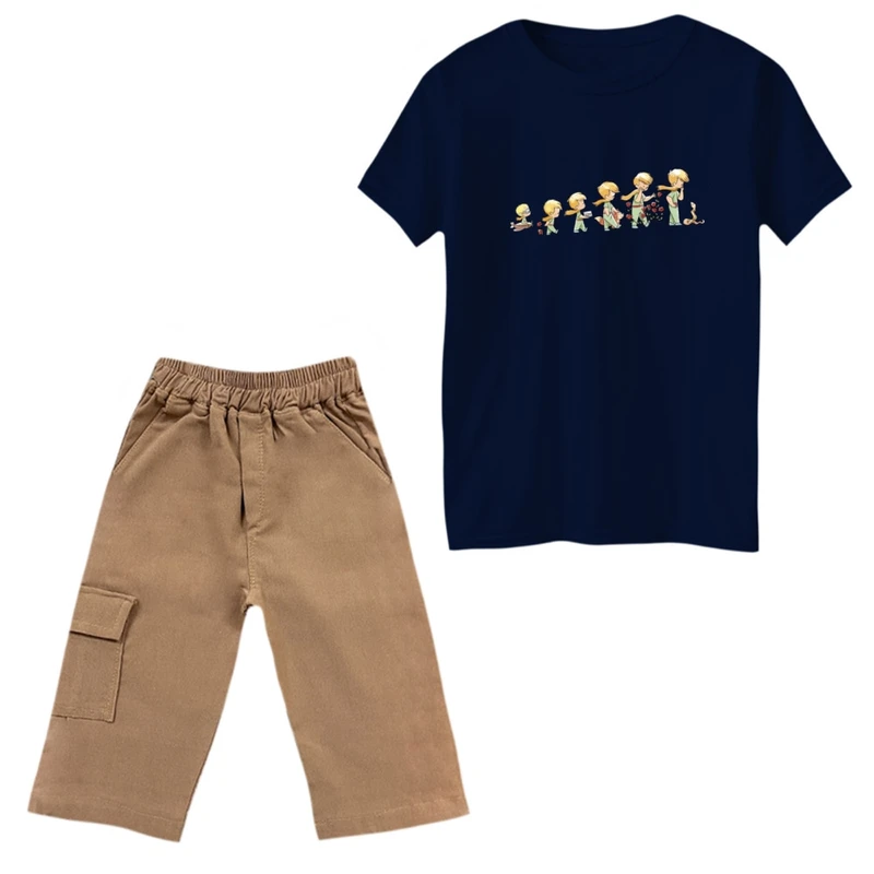 ست تی‌شرت و شلوارک پسرانه مدل شازده کوچولو تکامل رنگ سرمه ای