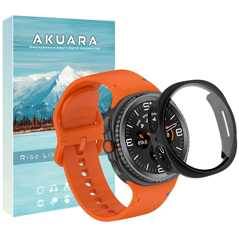 بند آکوآرا مدل Silic nv8 GRDH مناسب برای ساعت هوشمند سامسونگ Galaxy Watch 8 44mm به همراه کاور