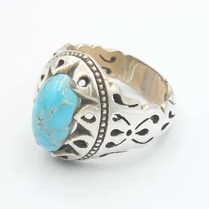 انگشتر نقره مردانه مدل فیروزه کد 20593