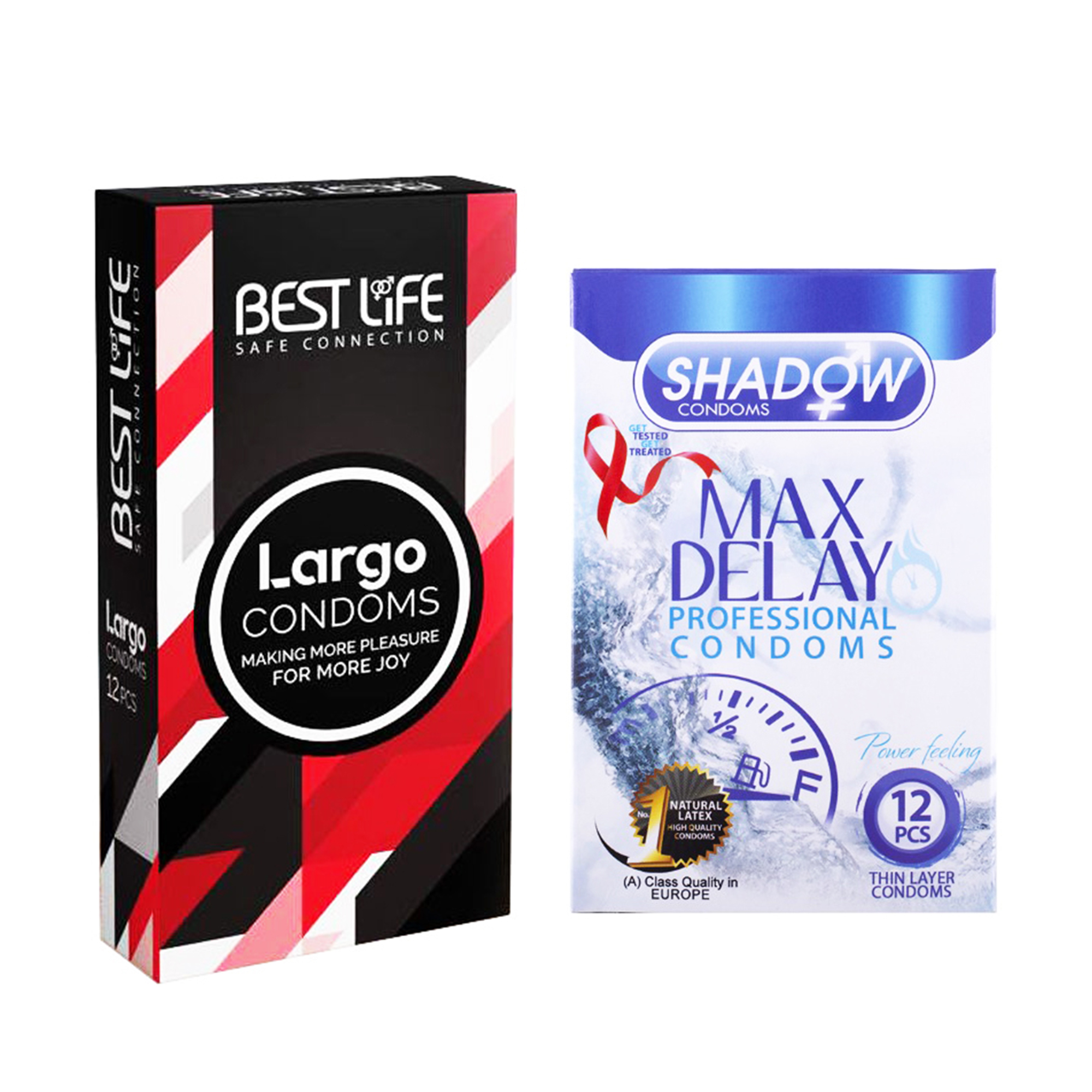 کاندوم بست لایف مدل Largo بسته 12 عددی به همراه کاندوم شادو مدل Max Delay بسته 12 عددی