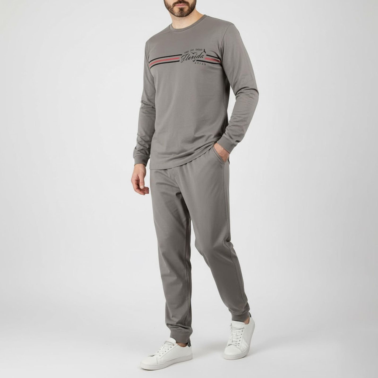 ست تی شرت و شلوار مردانه آریان نخ باف مدل Z17633 -  - 1