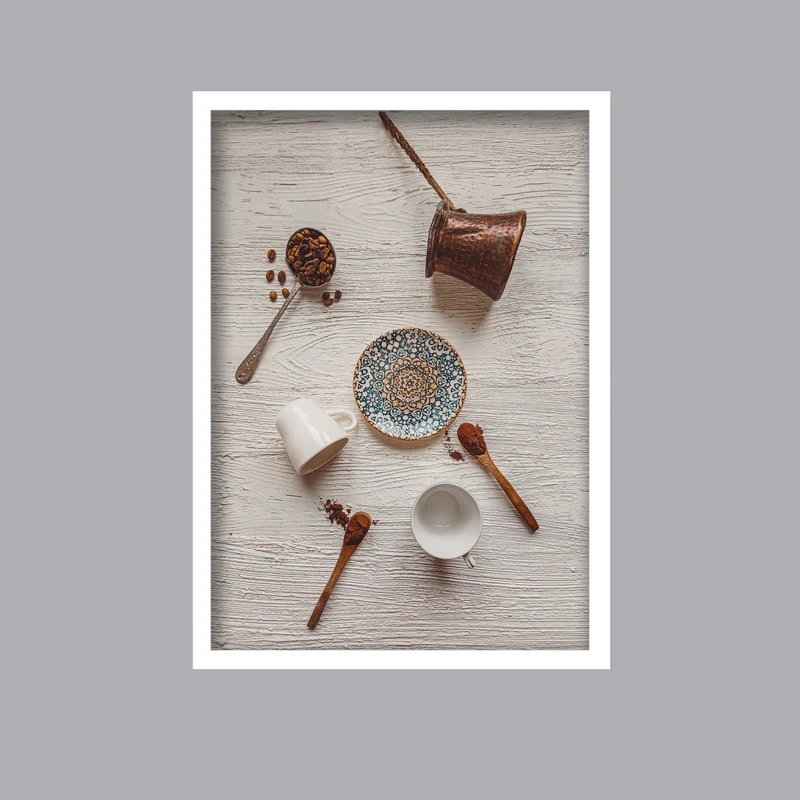 تابلو لیلیان طرح آشپزخانه طرح قهوه جوش کد LA-G10219 فریم سفید