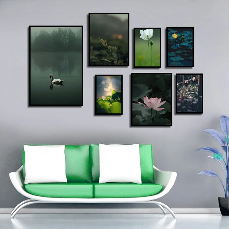 تابلو بکلیت طرح طبیعت گل و دریا مدل B-2391 مجموعه 7 عددی