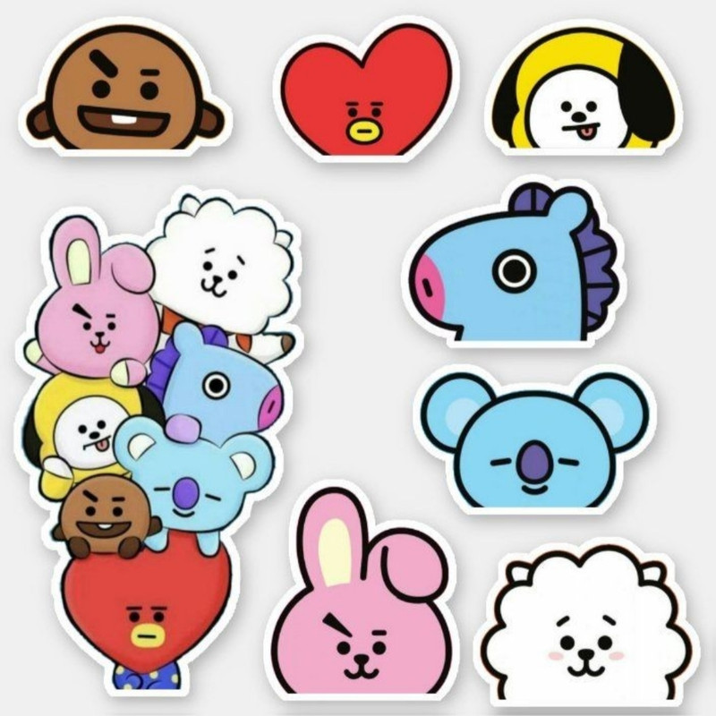 استیکر لپ تاپ مدل b.t.s emojis مجموعه 8 عددی