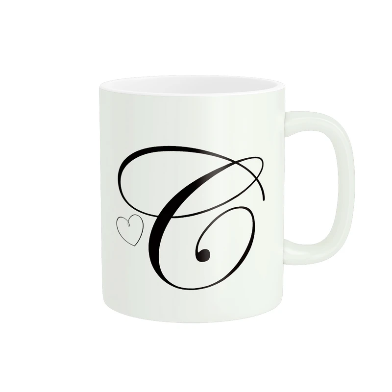 ماگ پاد آفرین مدل فانتزی و مینیمال شخصی سازی شده حروف اول اسم نوشته انگلیسی حرف سی کد 735