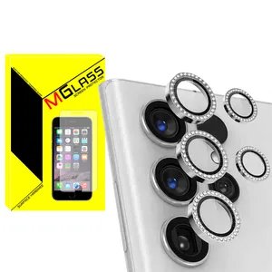 محافظ لنز دوربین ام‌گلس مدل Diamond Metal Ring مناسب برای گوشی موبایل سامسونگ Galaxy S22 Ultra