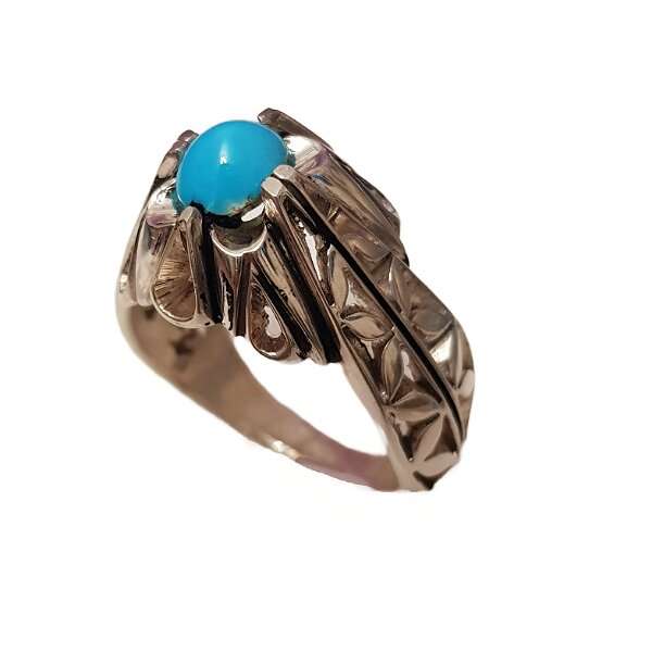 انگشتر نقره مردانه مدل فیروزه نیشابور