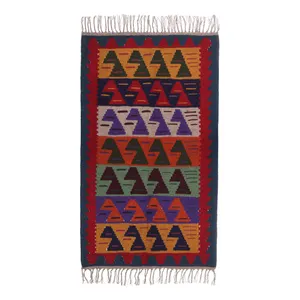 گلیم دستبافت دو متری مدل گنجشکی کد10