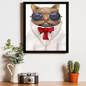 تابلو یاسین دکوراتیو مدل نقاشی گربه فانتزی کد F110