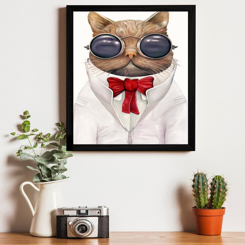 تابلو یاسین دکوراتیو مدل نقاشی گربه فانتزی کد F110