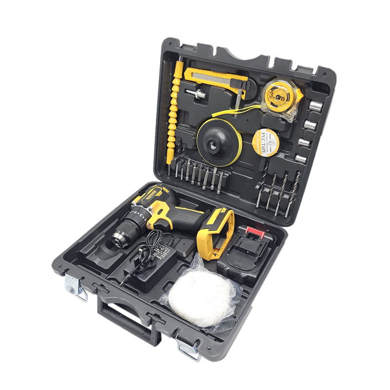 دریل پیچ گوشتی چکشی شارژی صنعتی نئوپاور مدل براشلس کد 1 مجموعه 26 عددی