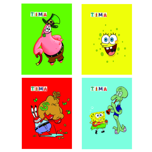 دفتر مشق 40 برگ تیما مدل باب اسفنجی مجموعه 4 عددی